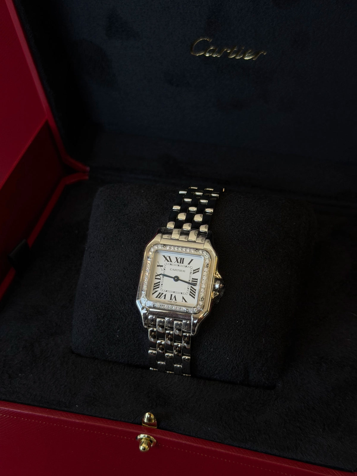 Cartier Panthere de Cartier Medium Silver Dial on Bracelet W4PN0018 Complete Open Date