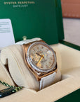 Rolex Datejust 36 Mother of Pearl Diamond Dial on White Leather Strap 116185 Certified Pre Owned Card 2025