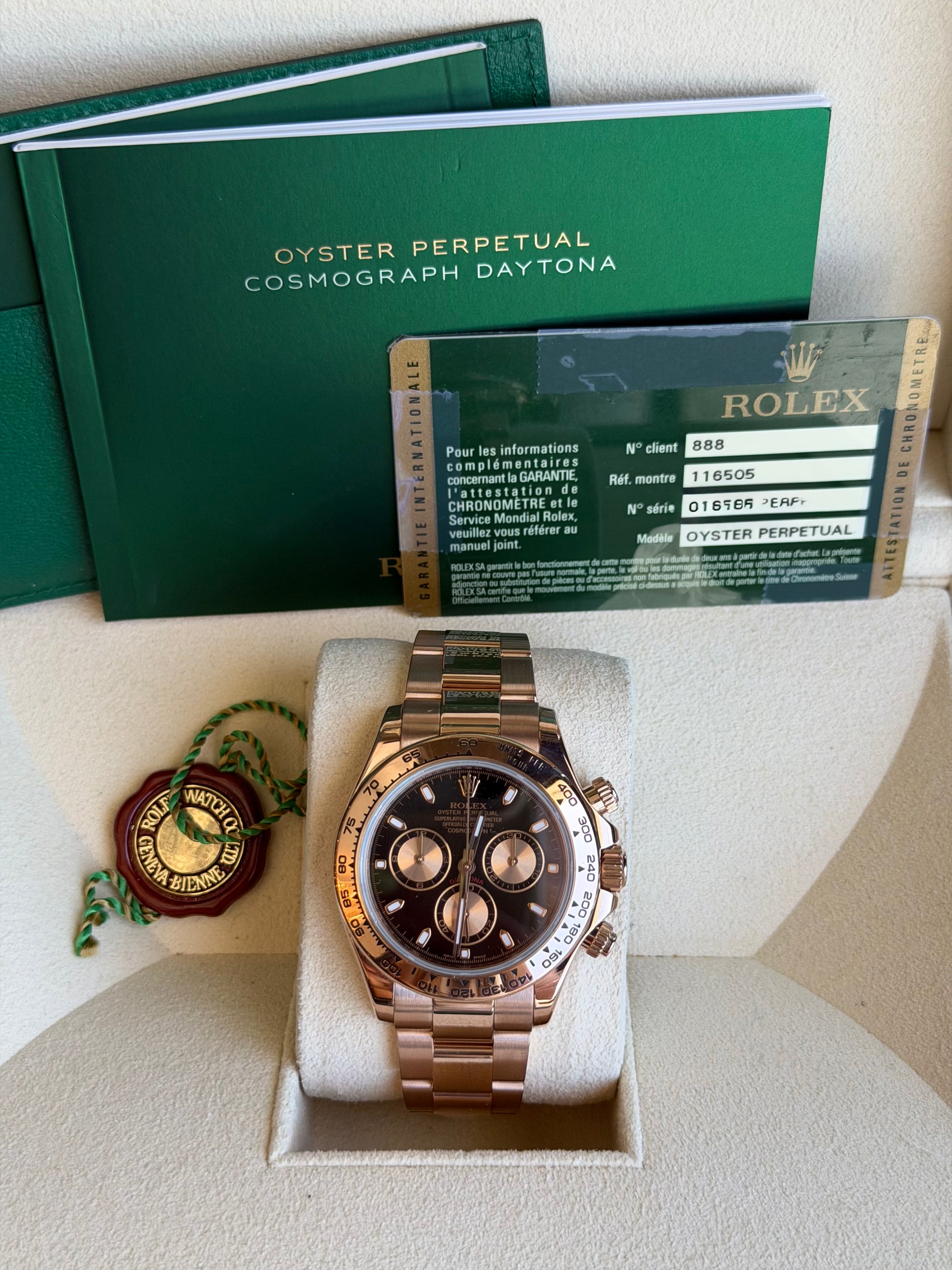 Rolex Daytona Black Index Dial on Oysterlock 116505 Card 2013