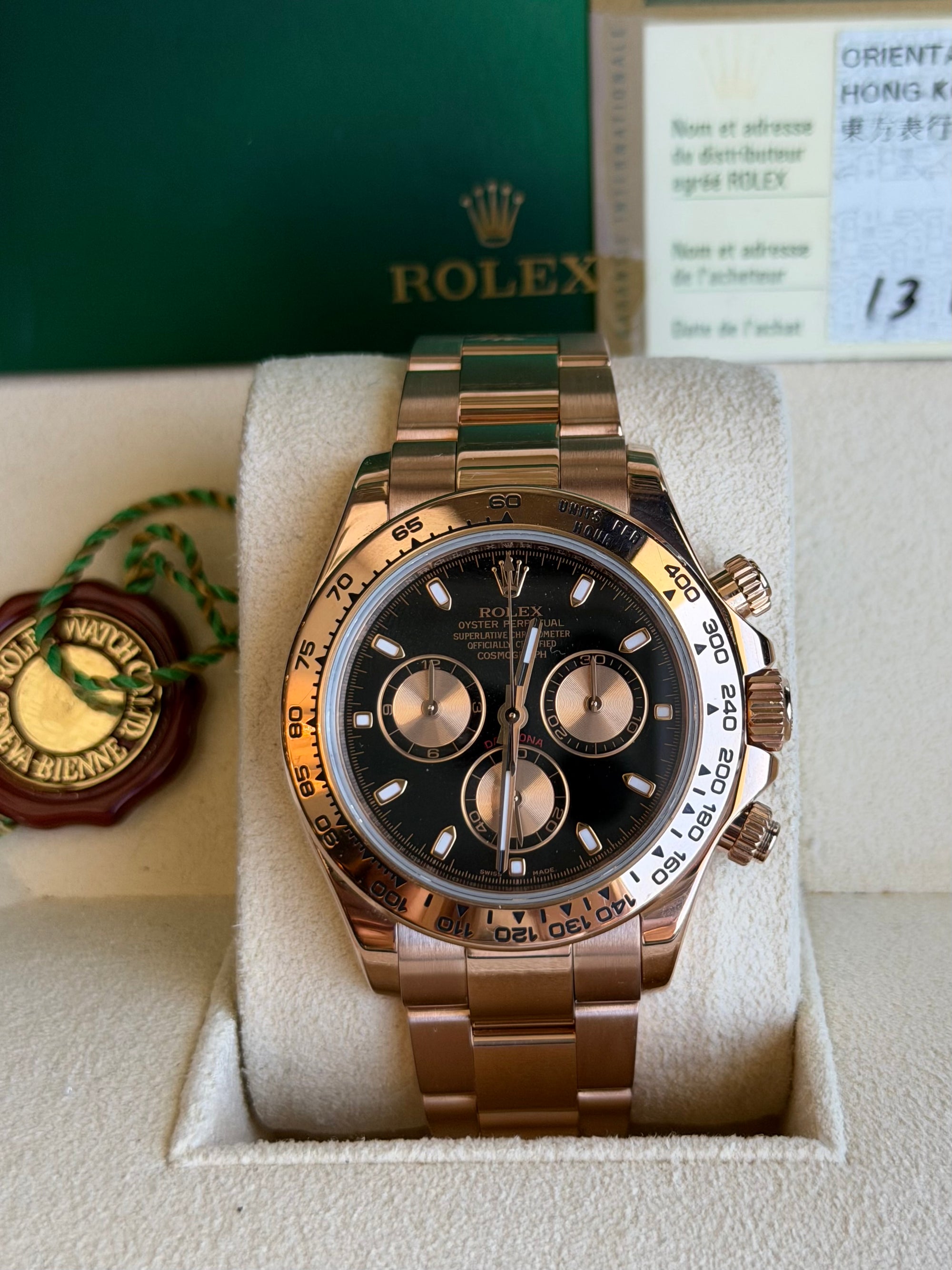 Rolex Daytona Black Index Dial on Oysterlock 116505 Card 2013