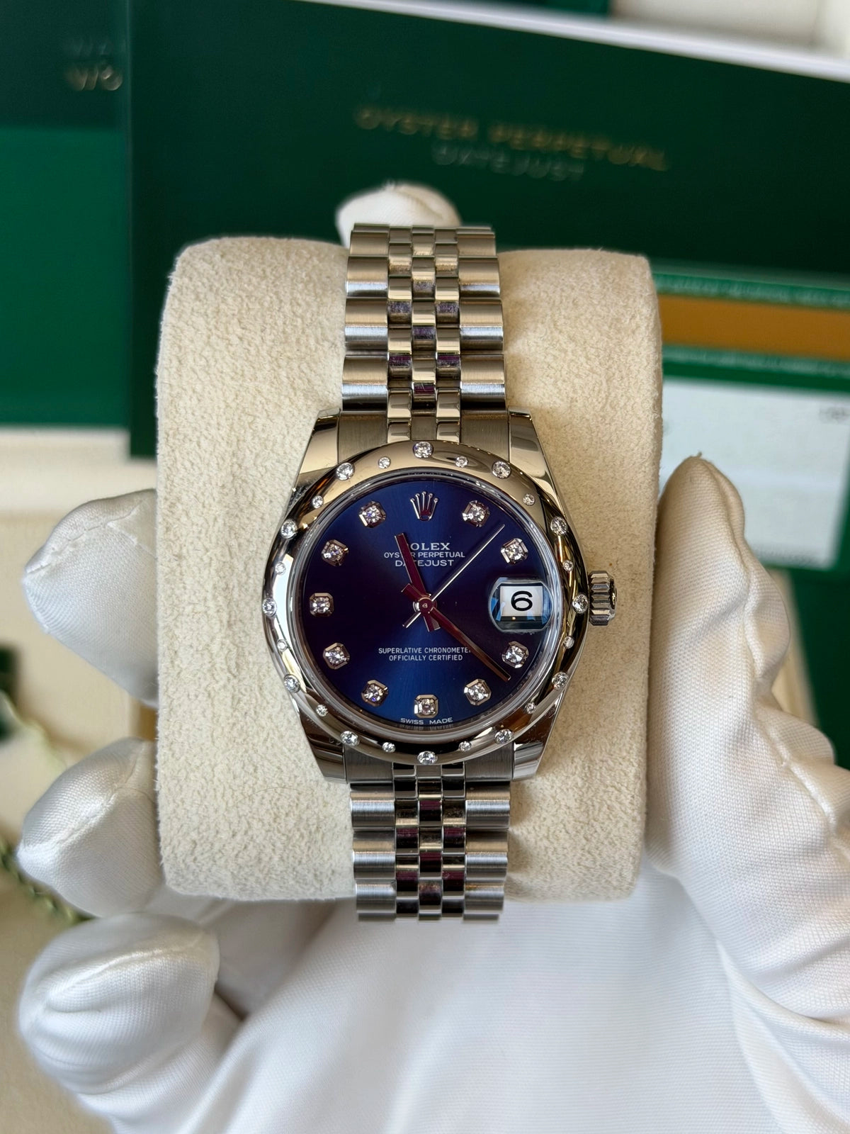 Rolex Datejust 31 Blue Diamond Dial on Jubilee 178344 Card 2016