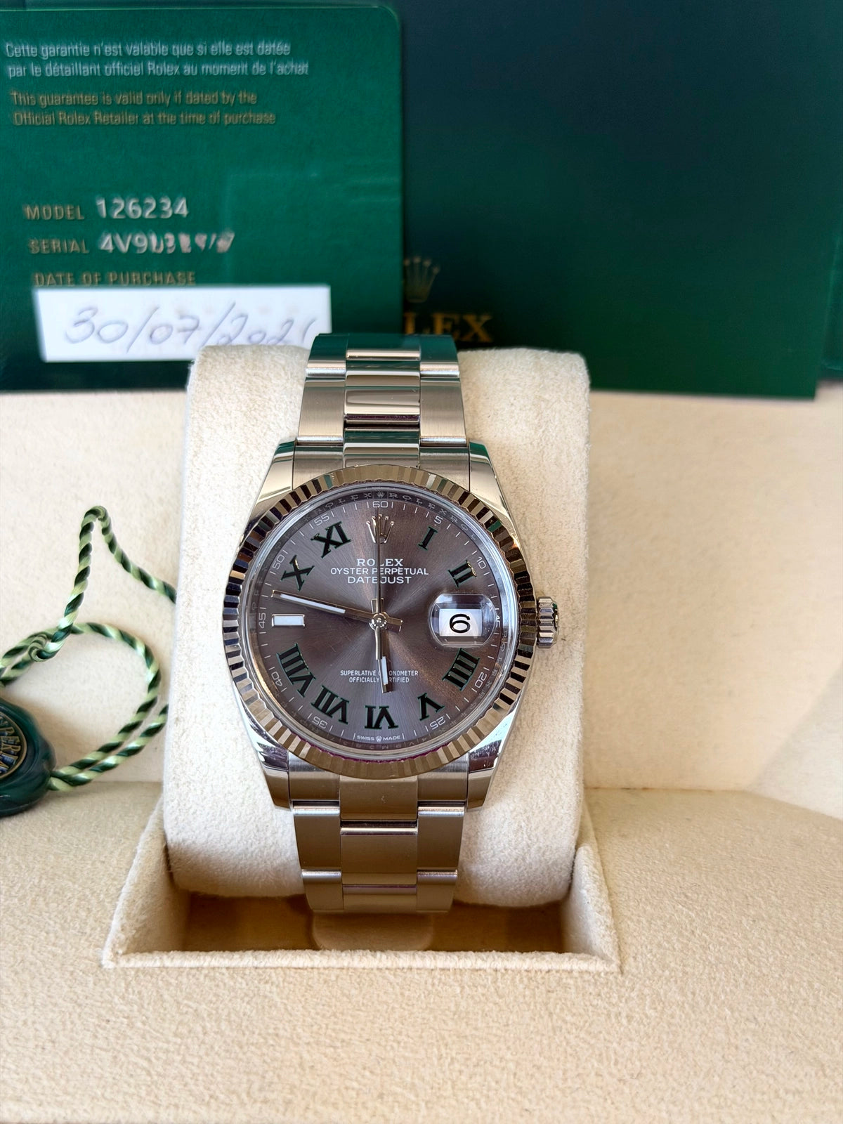 Rolex Datejust 36 Slate Roman Dial on Oyster 126234 Card 2021