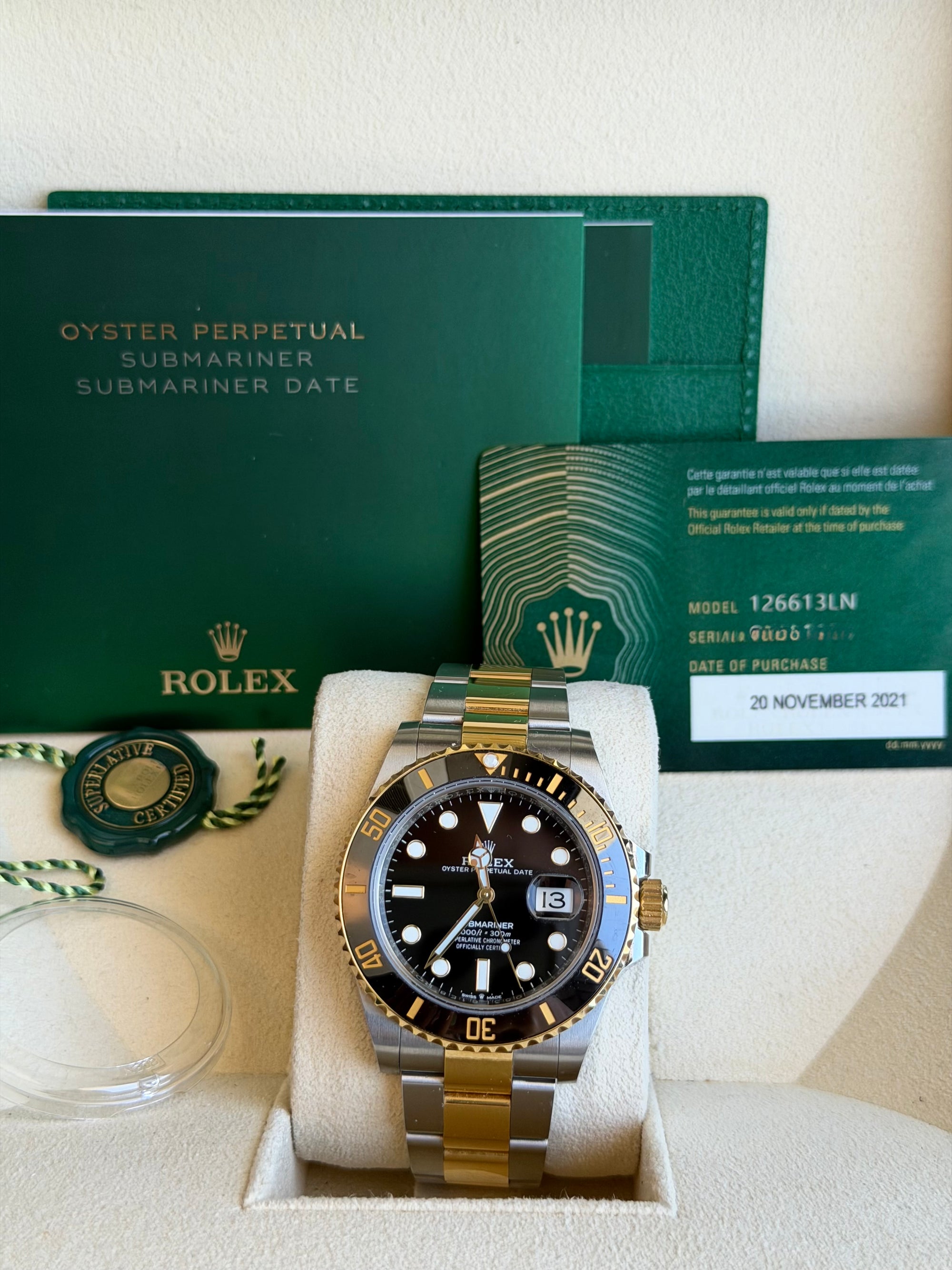 Rolex Submariner Black Dial on Oyster 126613LN Card 2021