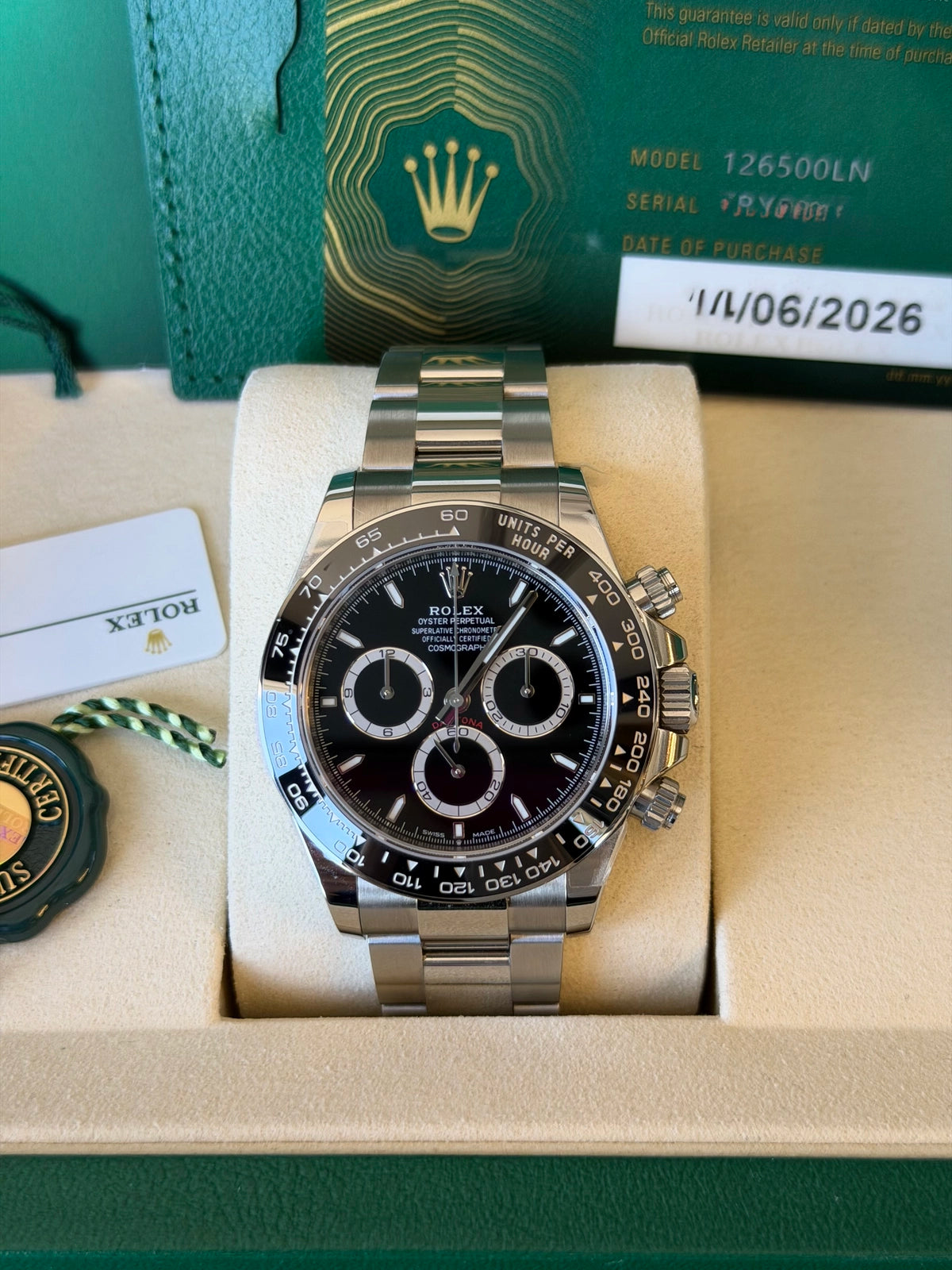 Rolex Daytona White Index Dial on Oyster 126500LN Complete 2026