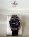 Rolex Cellini Date Black Dial on Leather Strap 50515 Service Papers and Box