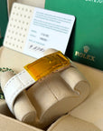 Rolex Datejust 36 Mother of Pearl Diamond Dial on White Leather Strap 116185 Certified Pre Owned Card 2025