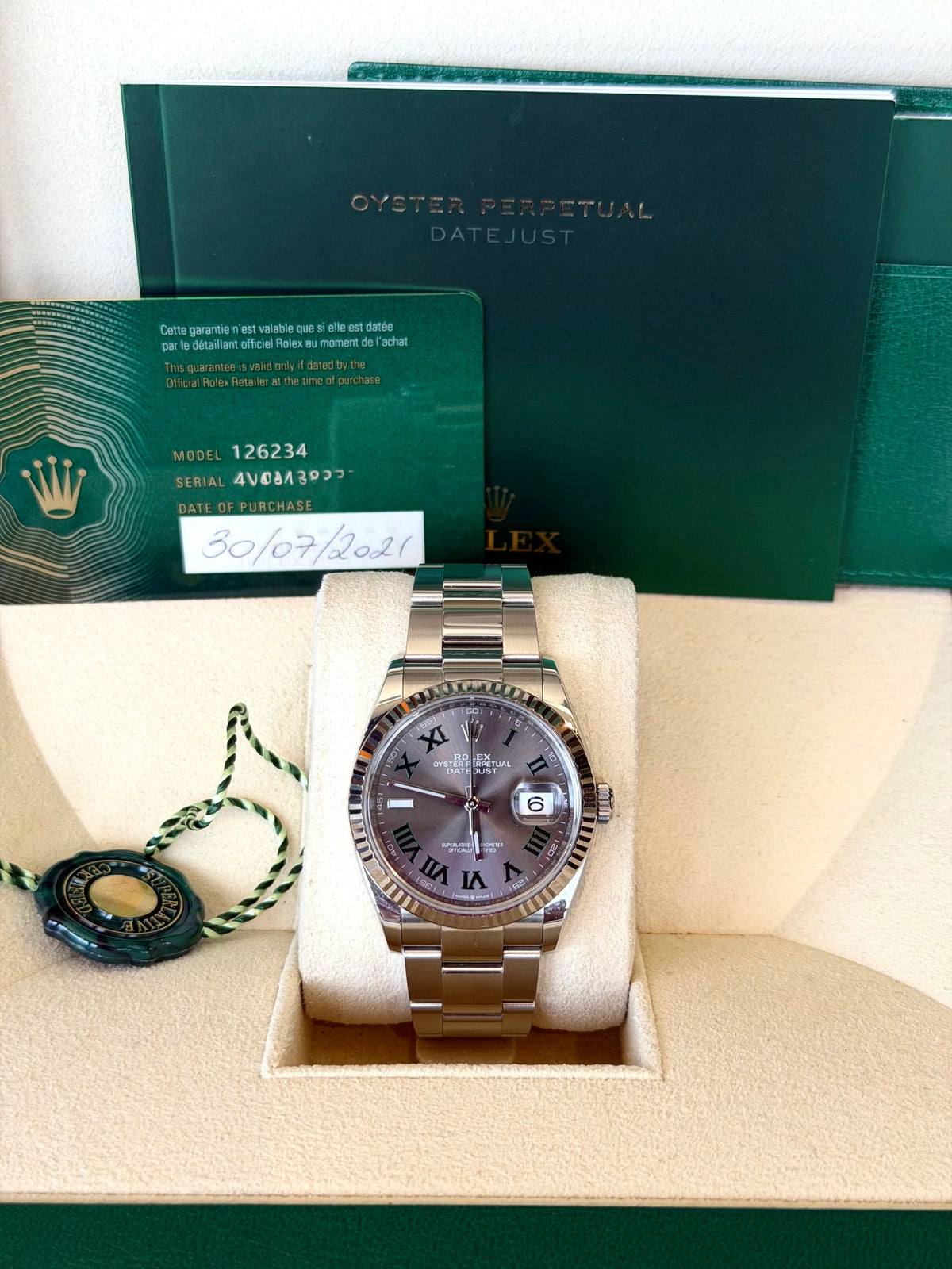 Rolex Datejust 36 Slate Roman Dial on Oyster 126234 Card 2021