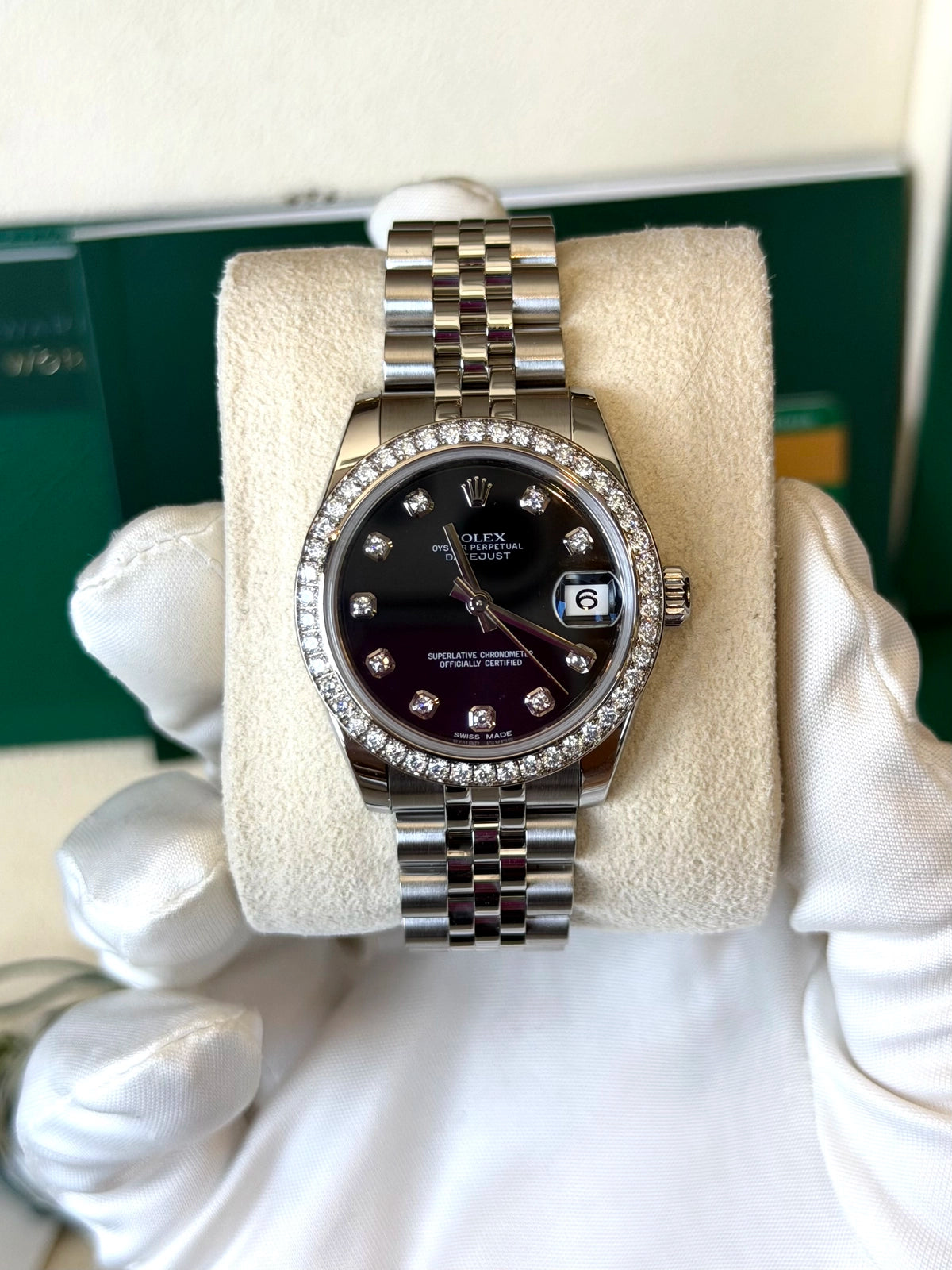 Rolex Datejust 31 Black Diamond Dial on Jubilee 178384 Card 2019