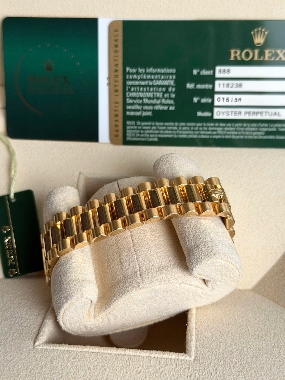 Rolex Day-Date 36 Green Index Dial on President 118238 Card 2010