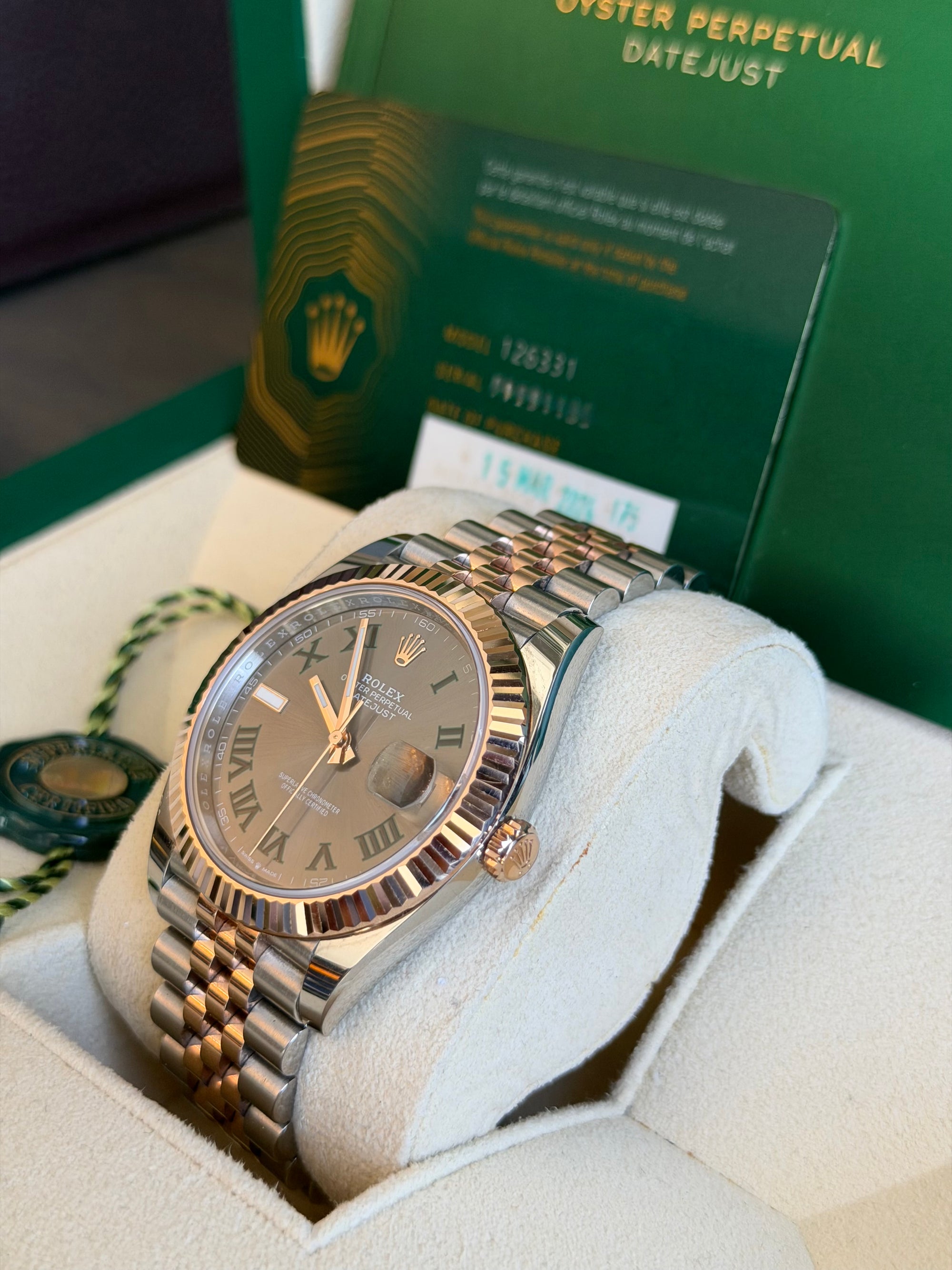 Rolex Datejust 41 Slate Gray Green Roman Dial on Jubilee 126331 Card 2024