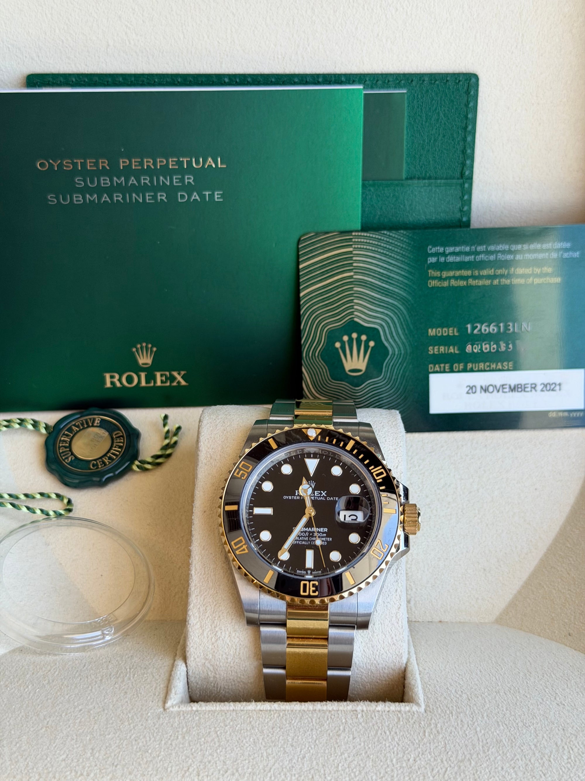 Rolex Submariner Black Dial on Oyster 126613LN Card 2021